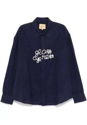 Glass Cypress faux-pearl detail shirt - Blue