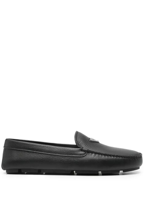 Prada triangle-logo leather loafers - Black