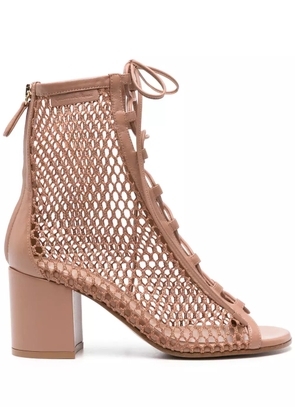 Gianvito Rossi open-knit lace-up sandals - Pink