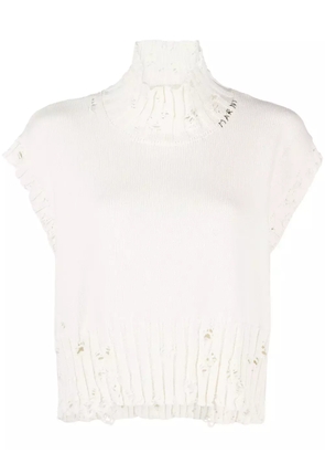 Marni cropped distressed jumper - White