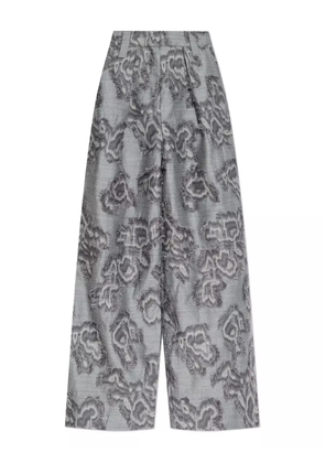 GANNI frayed floral palazzo pants - 876 GREY
