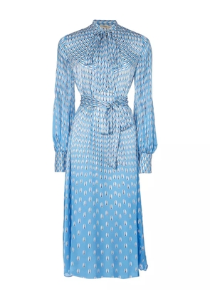 Temperley London Cowrie print tie-neck midi dress - Blue