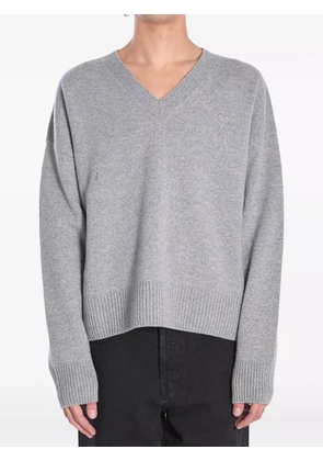 AMI Paris V-neck ribbed sweater - Grey