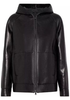 Brunello Cucinelli hooded leather jacket - Black