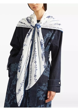 ERDEM floral-tree print scarf - White