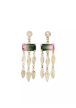 Jacquie Aiche 14K yellow gold dangle tourmaline and diamond earrings - Neutrals