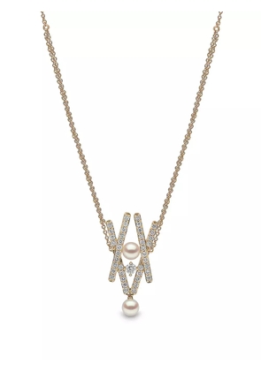 Yoko London 18kt yellow gold Sleek Akoya pearl diamond pendant necklace