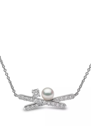 Yoko London 18kt white gold Sleek Akoya pearl diamond necklace - Silver