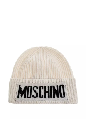 Moschino logo-detail ribbed beanie - Neutrals
