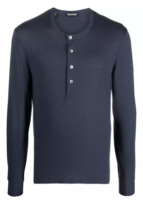 TOM FORD long-sleeve lyocell-blend T-shirt - Blue