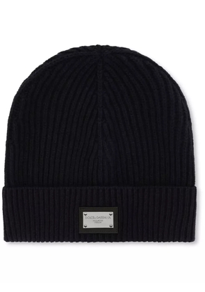 Dolce & Gabbana DG Essentials logo-patch knitted beanie - Black