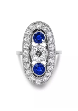 Pragnell Vintage 18K gold and platinum sapphire diamond cocktail ring
