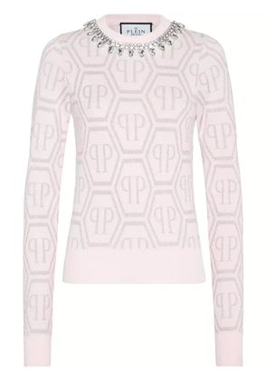 Philipp Plein monogram crystal-embellished jumper - Pink