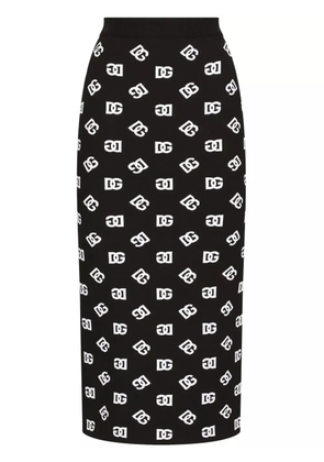 Dolce & Gabbana DNA logo-jacquard knitted midi skirt - Black