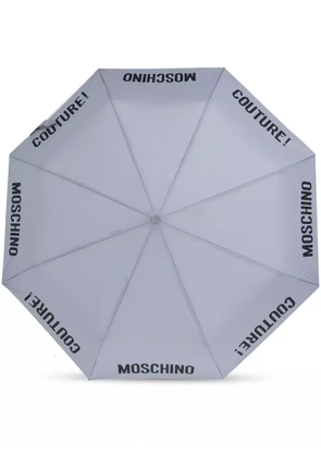 Moschino logo-print compact umbrella - Grey
