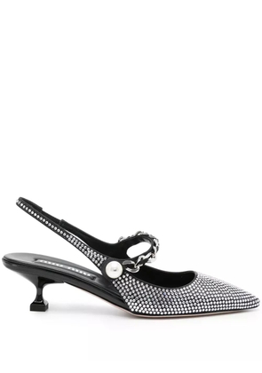Miu Miu rhinestone-embellished pointed-toe pumps - Black