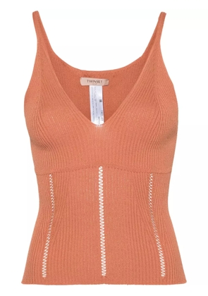 TWINSET sleeveless ribbed-knit top - Orange