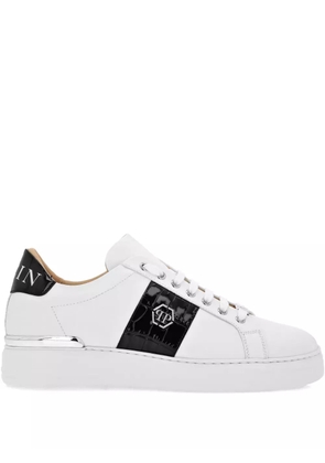 Philipp Plein crocodile-effect panelled sneakers - White