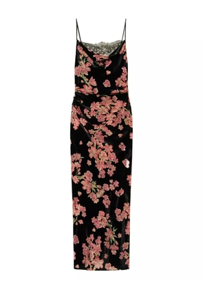 TWINSET floral drelvet slip dress - Black
