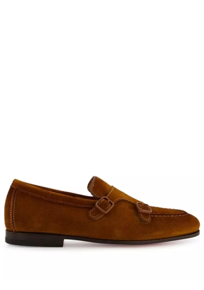 Santoni double-buckle suede loafers - Brown