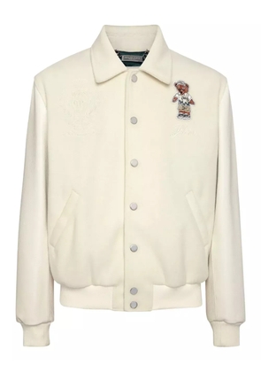 Philipp Plein bear-embroidered jacket - Neutrals