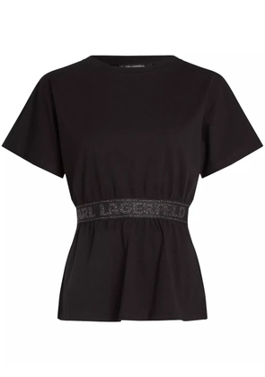 Karl Lagerfeld glitter logo-tape T-shirt - Black