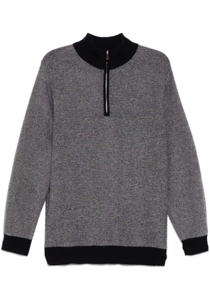 N.Peal Textured Birdseye Half Zip sweater - Blue