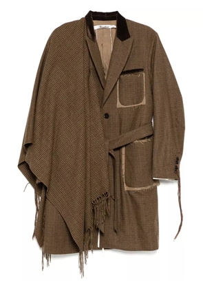 midorikawa raw edge detailing coat - Brown
