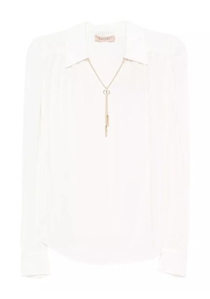TWINSET chain-embellished polo blouse - White