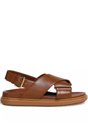 Marni cross-strap leather sandals - Brown