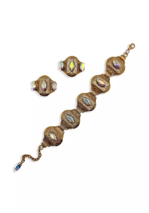 Jennifer Gibson Jewellery 1960s Aurora Borealis bracelet & earrings - Gold