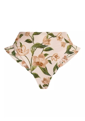 Agua By Agua Bendita floral ruffled bikini bottoms - Neutrals