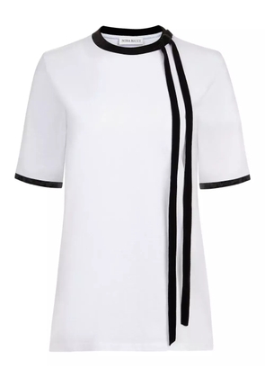 Nina Ricci velvet-trimmed bow T-shirt - White