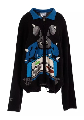 Natasha Zinko patterned intarsia-knit cardigan - Black