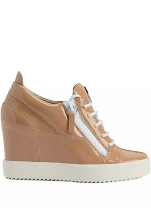 Giuseppe Zanotti Addy Wedge patent-leather wedge trainers - Neutrals