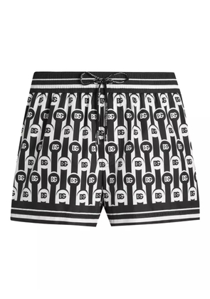 Dolce & Gabbana logo-pattern swim shorts - Black
