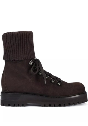 Le Silla St. Moritz knitted-cuff ankle boots - Brown