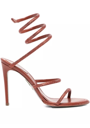 René Caovilla 110mm crystal-embellished spiral-wrap sandals - Red