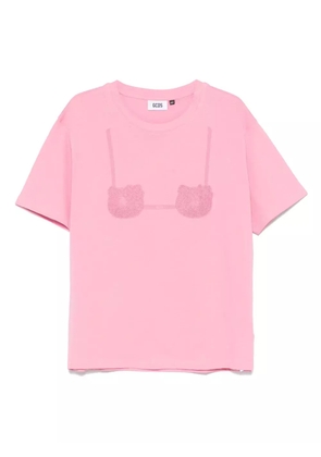 GCDS x Hello Kitty printed-bra T-shirt - Pink