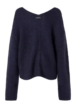 PINKO herringbone-pattern V-neck jumper - Blue