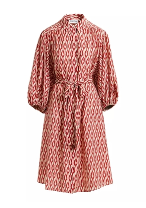 Essentiel Antwerp Ihilton abstract-print belted dress - Orange