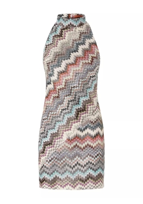Missoni zigzag halterneck mini dress - Neutrals
