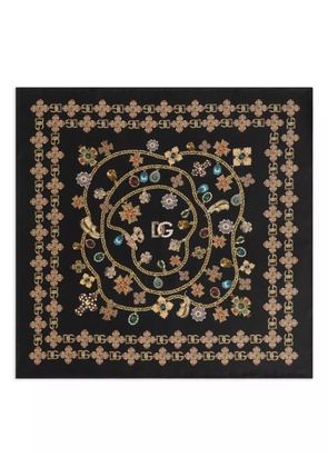 Dolce & Gabbana embroidered floral silk scarf - Black