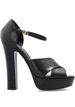 Dolce & Gabbana crossover platform leather sandals - Black