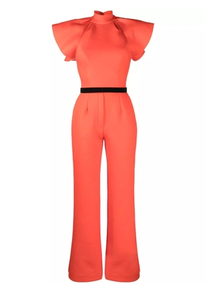 Saiid Kobeisy ruffled-detail belted jumpsuit - Orange