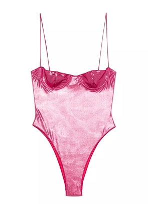 Oséree metallic-finish swimsuit - Pink