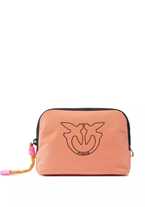 PINKO logo-embroidered make up bag - Orange
