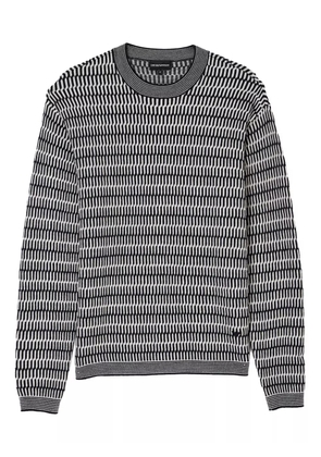 Emporio Armani geometric-pattern wool sweater - Black