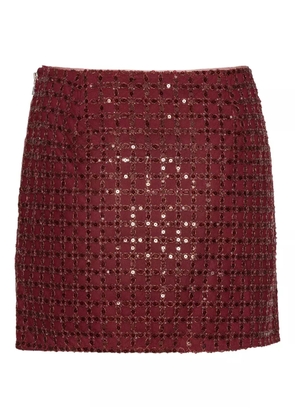 ROTATE BIRGER CHRISTENSEN grid-pattern sequin-embellished mini skirt - Red