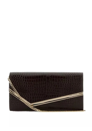Jimmy Choo Emmie crocodile-effect chain clutch bag - Brown